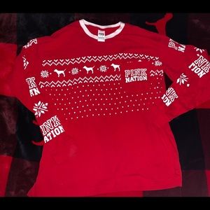 VS Pink L holiday long sleeve campus t